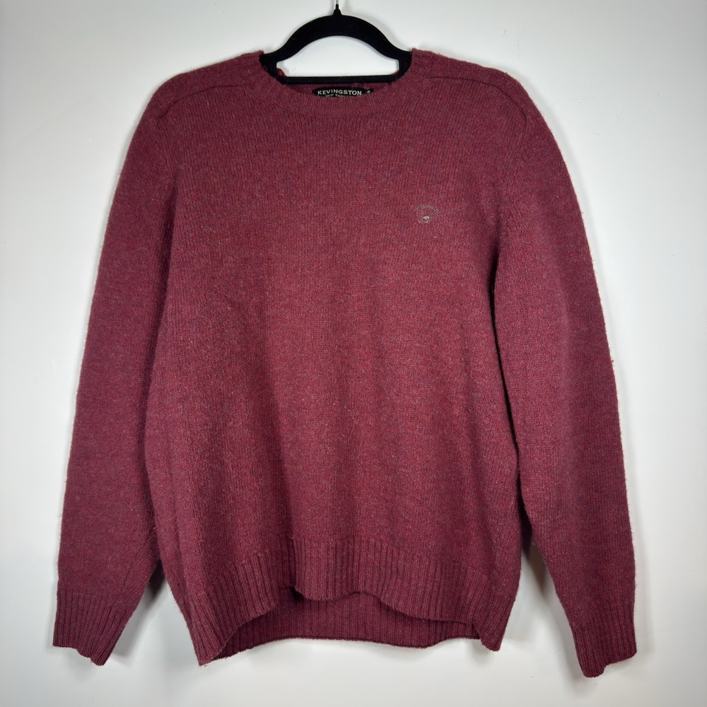 Kevingston Red Wool Preppy Academia V Neck Sweater Classic Fit Size M/40